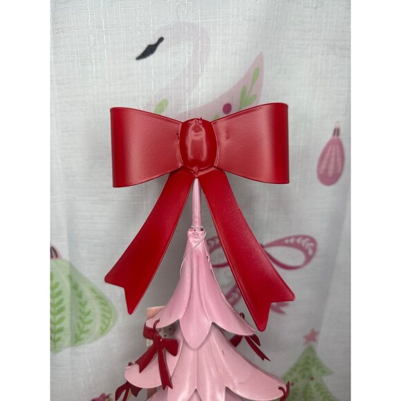Cupcakes and Cashmere Metal Pink Christmas Tree with Red Bows - Picture 2 of 5